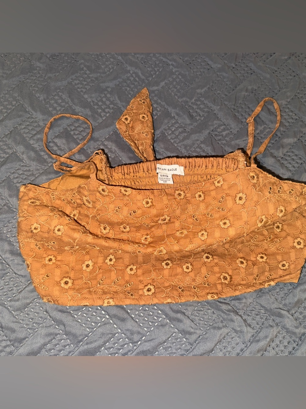 American Eagle Outfitters Mustard Floral Eyelet Cami